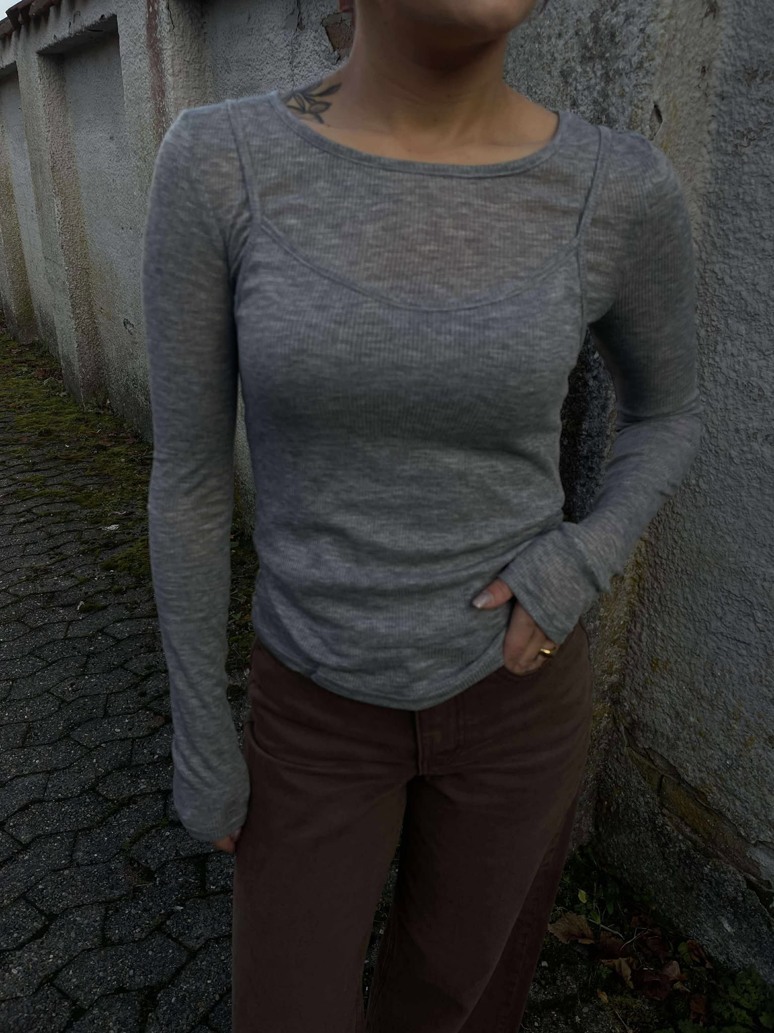 NMNUSA Top - Dark Grey Melange